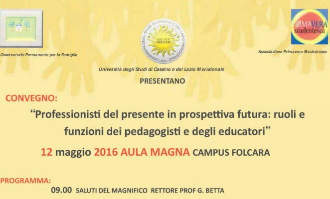 Giovedì 12 maggio in collegamento via Skype con l’Università di Cassino per “Professionisti del presente in prospettiva futura”