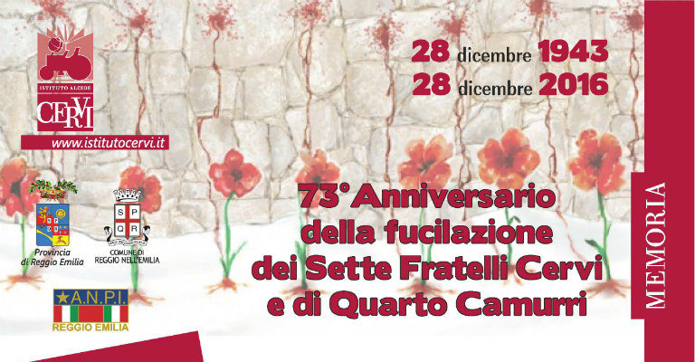 Martedì 28 dicembre a Reggio alla commemorazione dei fratelli Cervi e di Quarto Camurri