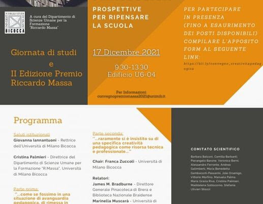 17 dicembre  – Convegno all’Università Bicocca di Milano: una nuova creatività pedagogica per ripensare la scuola.